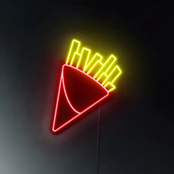 Cartel Neón Led Cono de papas fritas