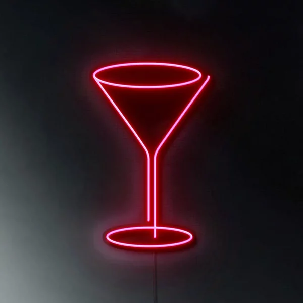 Cartel Neón Led Copa de martini