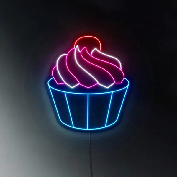 Cartel Neón Led Cup cake muffins