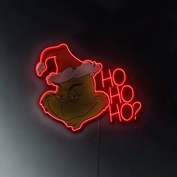 Cartel Neón Led Grinch hohoho