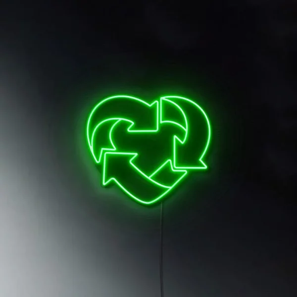 Cartel neón led de corazón reciclable